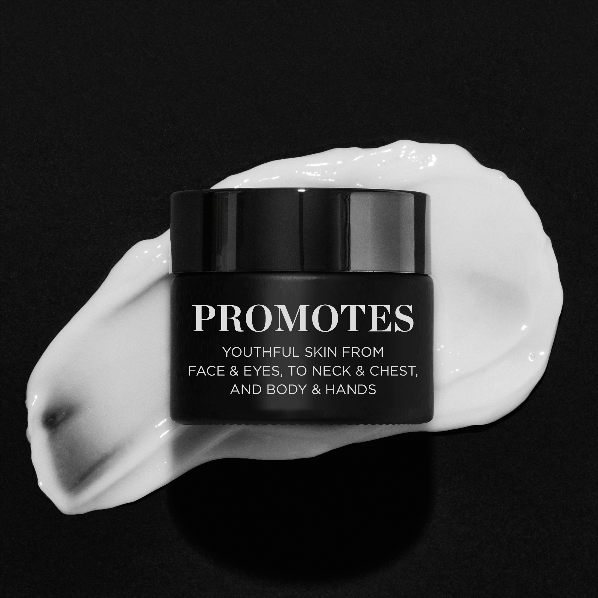 Image of Cold Plasma Plus+ jar. Promotes youthful skin from face and eyes, to neck and chest and body and hands. Targets visible signs of ageing.